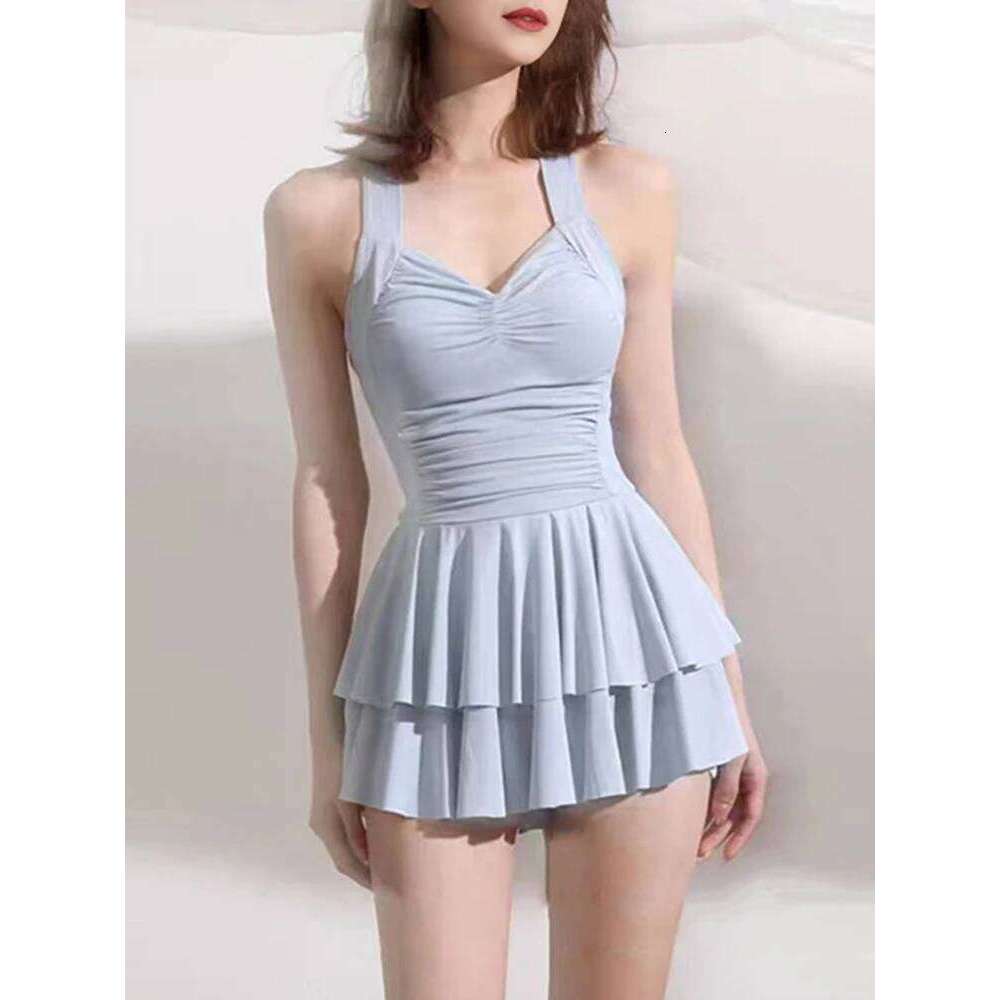 OIINAA One Piece Swimsuit Women Backless Solid Beach Dress Ruffled Mesh White Cover-Ups Summer 2025 New Sexy Hot Spring Swimwear