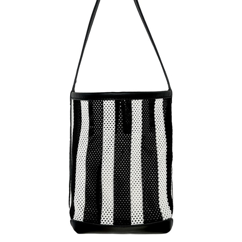 Womens Shoulder Backpack with Contrasting Stripe Pattern - Roomy Capacity