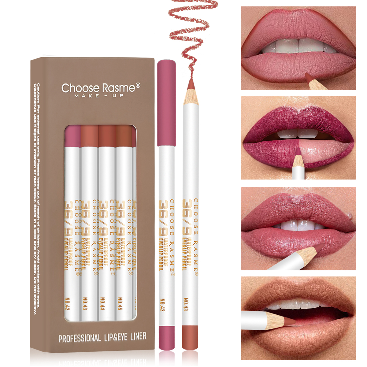 Choose Rasme 12PCS Matte Lip Liner Set - Nude, Rose & Brown Shades, Waterproof Long Lasting Lip Pencils for Lipstick Outline Makeup