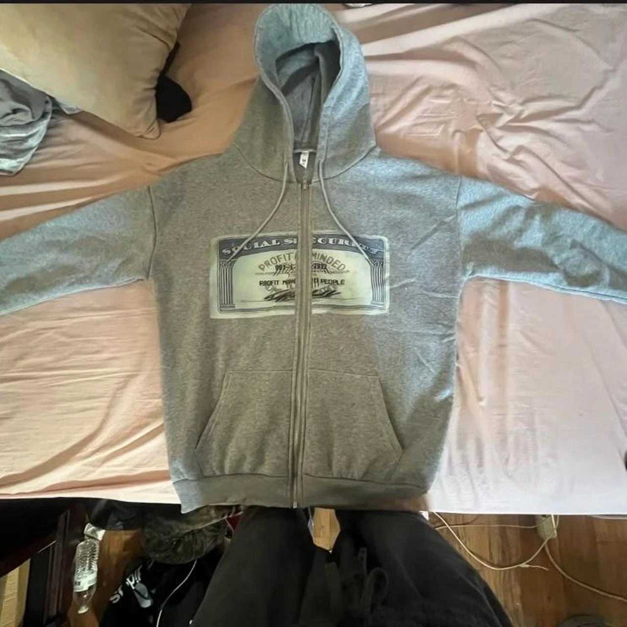 Mens Gray Printed Zip Up Hoodie Sweatshirt Y2K Style Streetwear Outfit Hoodies Men And Women Harajuku Casual Top Men Clothing X250718