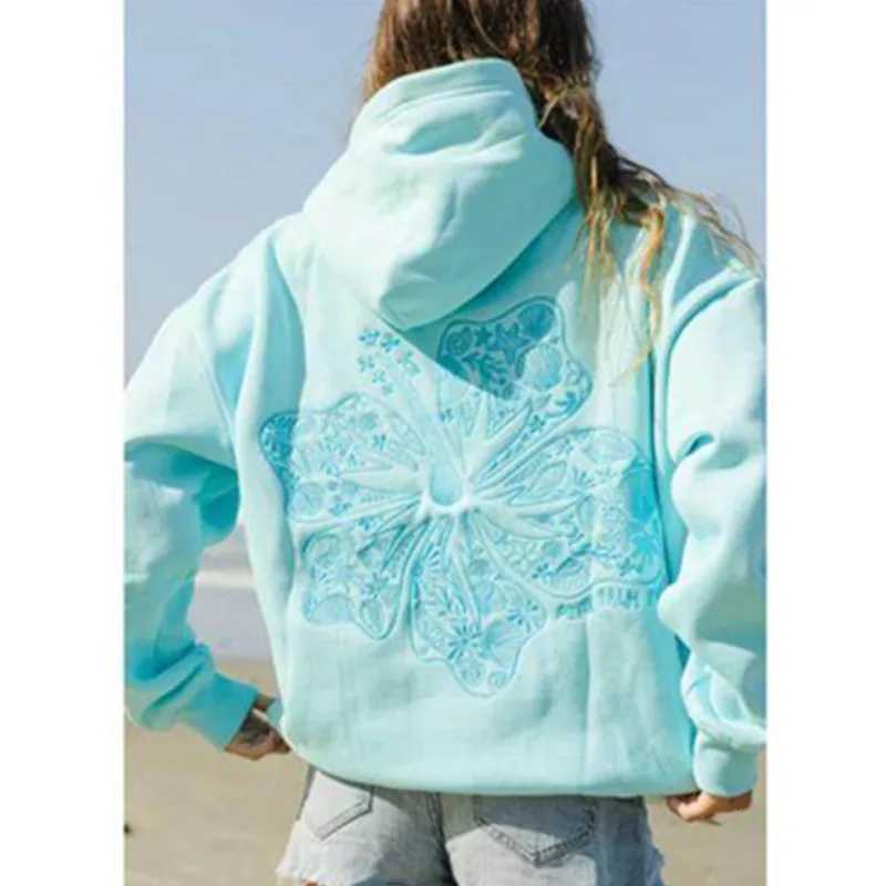 2025 Spring Embroidery Casual Hoodie for Fe Pocket Creative Hoody All-Match Street Clothes Womens PulloversXJ250717