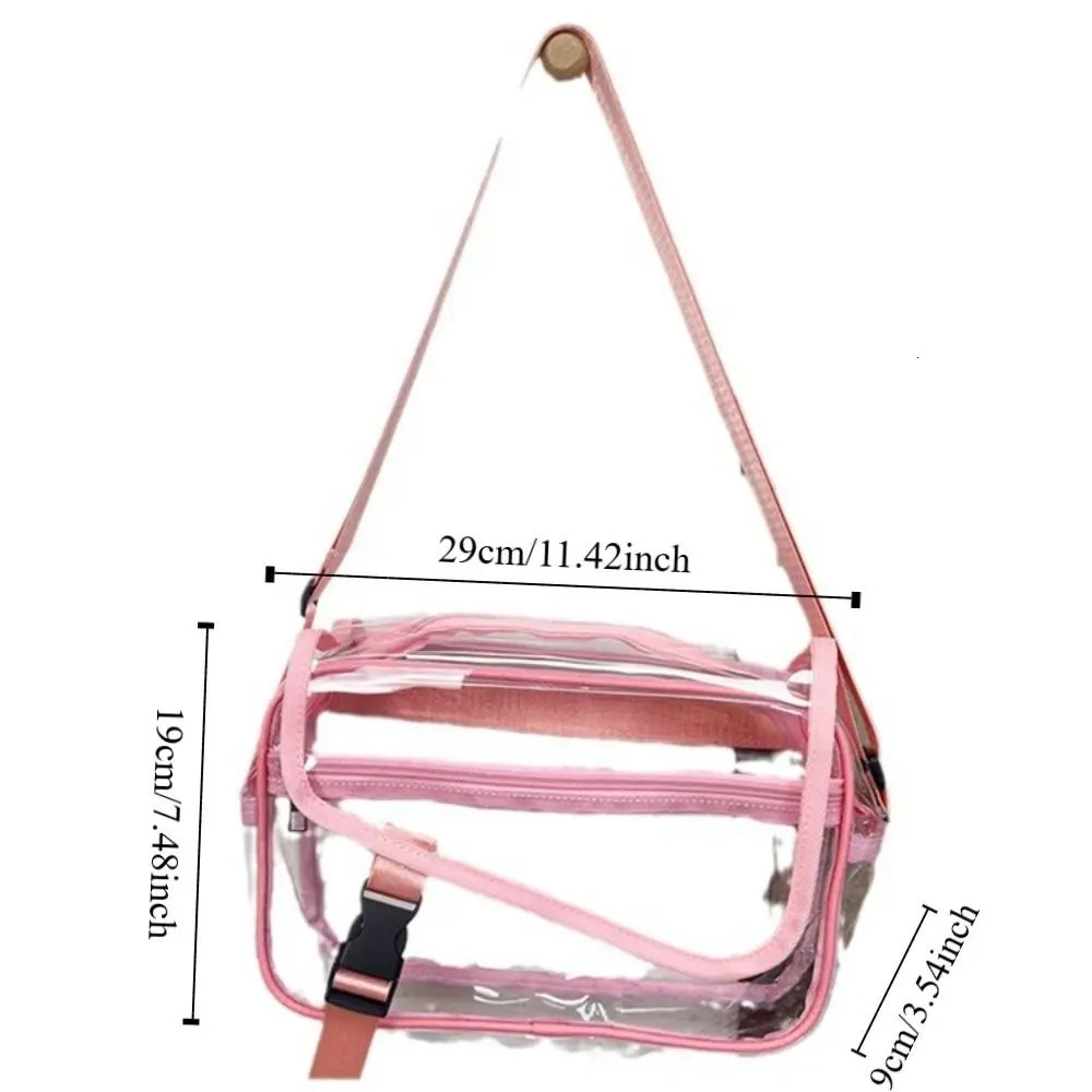 Trendy PVC Crossbody Bag Zipper Transparent Shoulder Bag Solid Color Large Capacity Tote Handbag Concerts 250714
