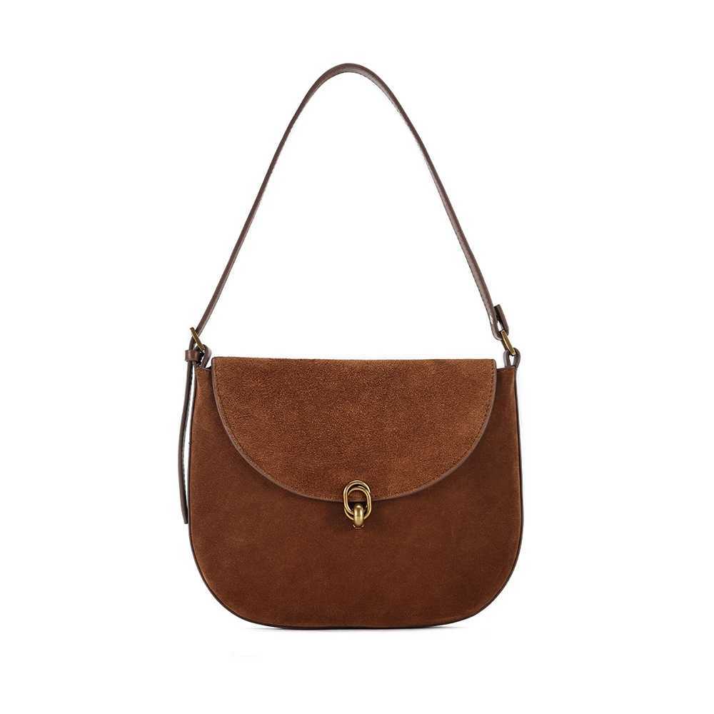 Women Bags Genuine Leather Brown Suede Women Totes Gold Women Shoulder Bags FAshion Women Handbags Z250718