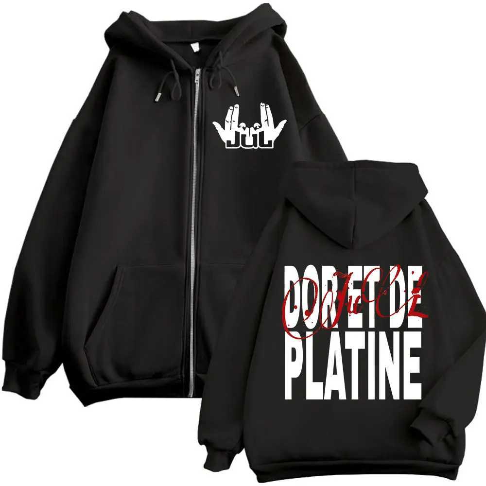 French Rapper JUL Double Sided Print Zipper Hoodie Men Women Clothing Hip Hop Zip Up Sweatshirts High Quality Fashion Pullovers X2507181