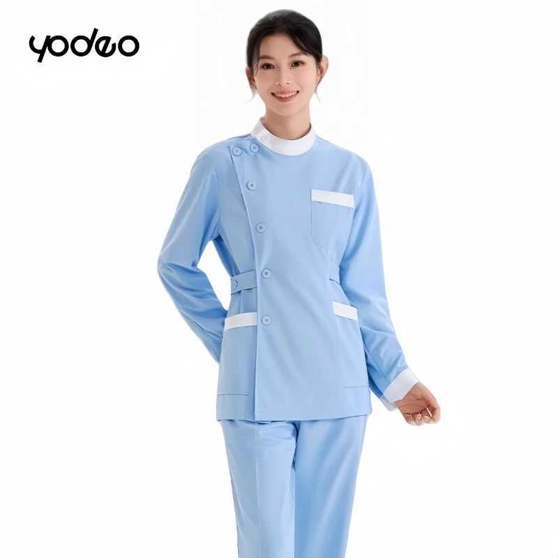Anti static electricity nurse cloTHing long sleeved knitted suit stretch quiCK-dry healTHcare doctor working cloTHes Z250718