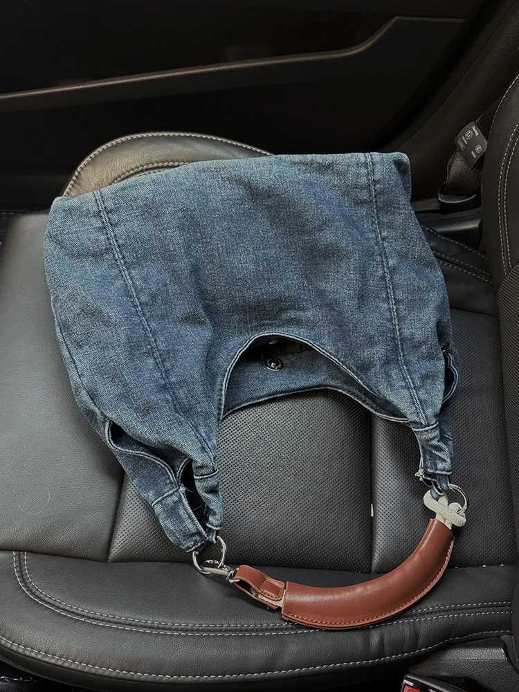 FAshionable texture denim blue tote bag for women 2025 summer new item niche casual commuting underarm bag spicy girl style R250717