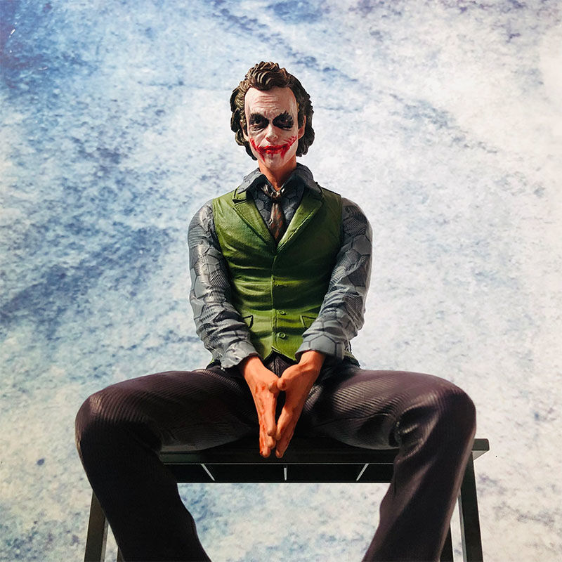 DC Series Heath Ledger Joker Figurine Sitting Model Statue Desktop Roof Car Ornament Gift for Men