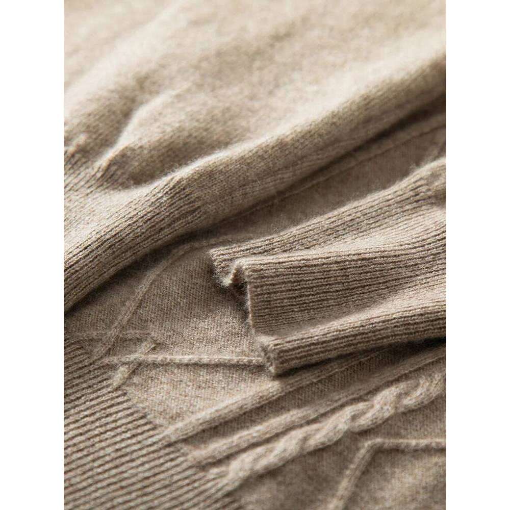 High-End Men 100% Sweater Twist Flower Mock-Neck Pullover Autumn Winter Cashmere Knitwear Long Sleeve Smart Casual Tops