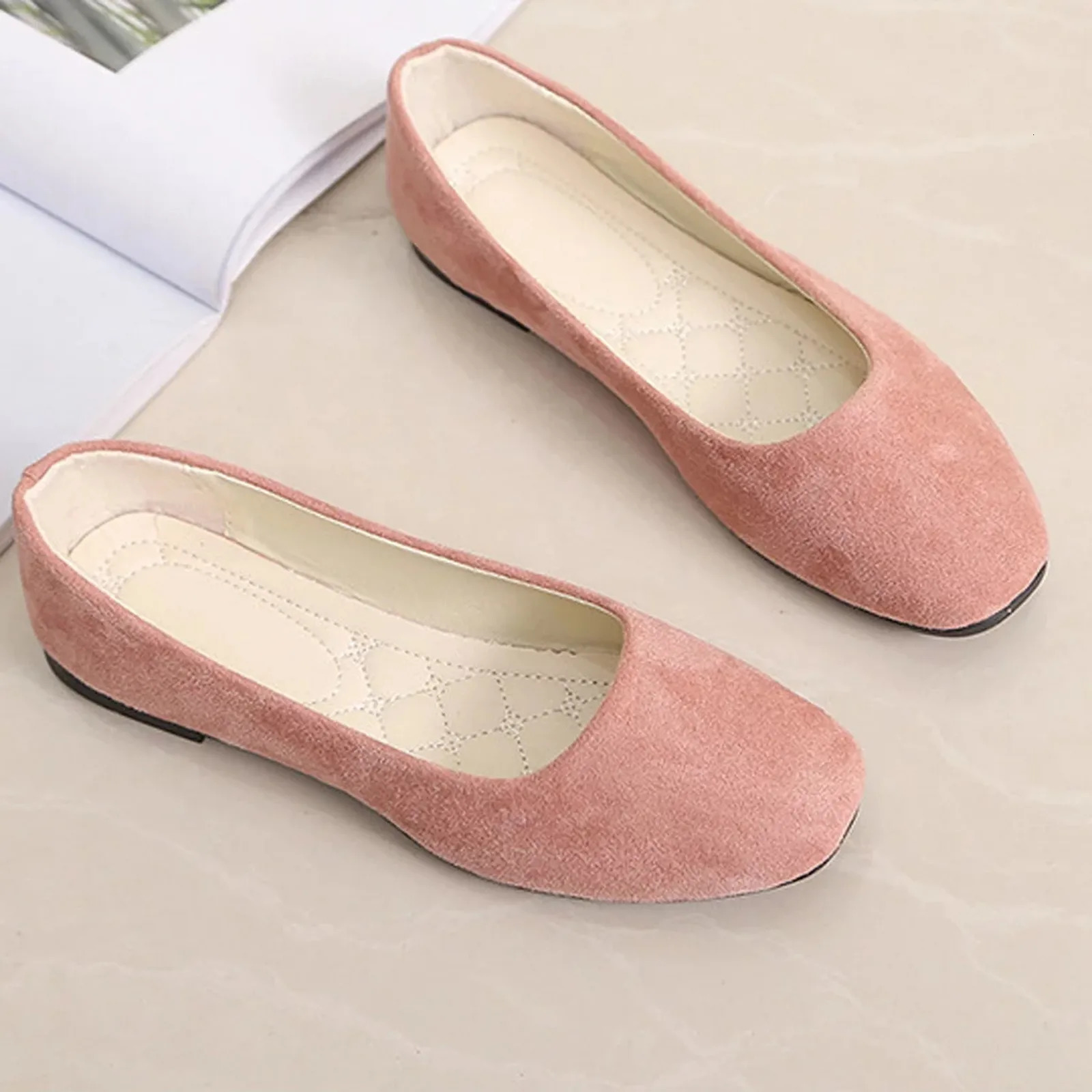Women Suede Loafers Flat Heel Shallow Female Shoes Spring Summer Square Toe Basic Concise Pumps Size 3643 250717