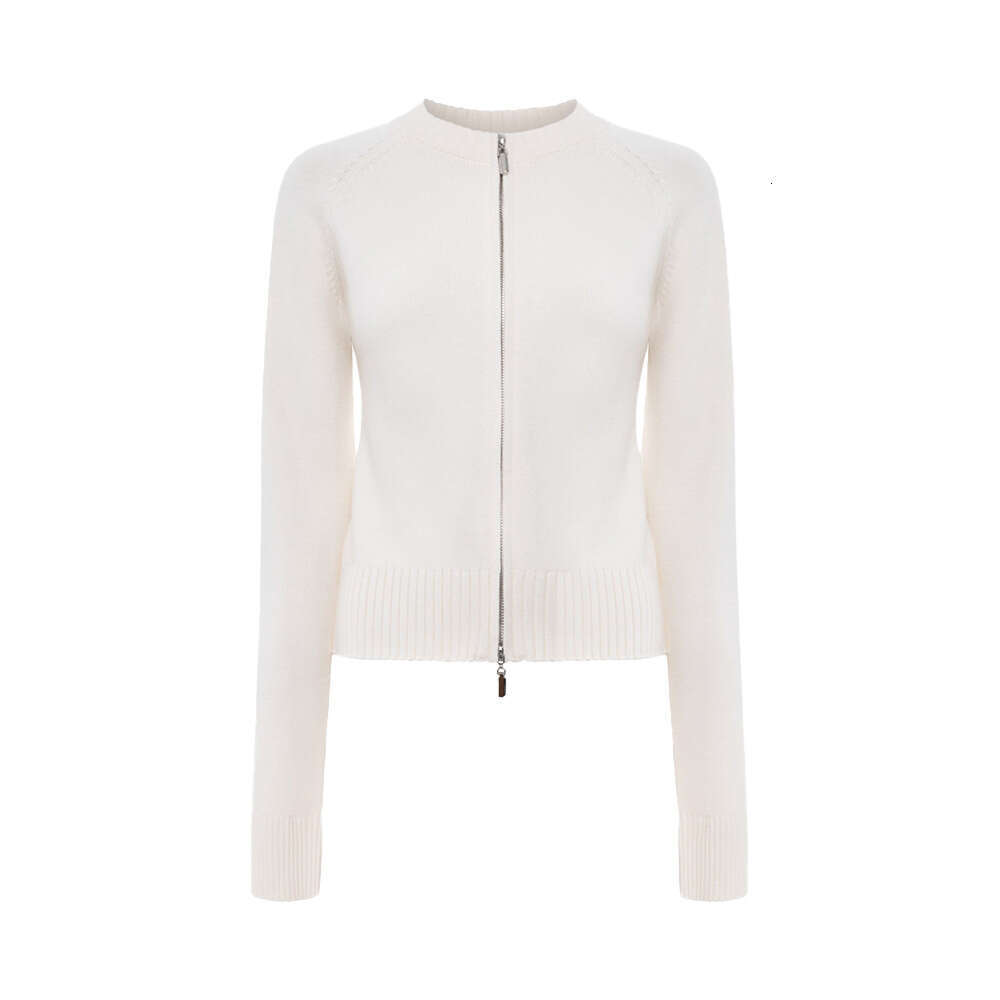 Stand Collar Slim Fit Long Sleeve Autumn Winter New Double Zipper Cardigan Warm Knitted Jacket For Women B5