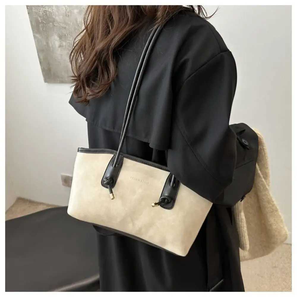 2K Trend Large Capacity Work Shoulder Bag Solid Color Simple Lady Handbags PU Leather Tote Bag Wen Fem Y250718