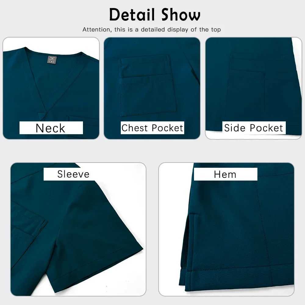 Hospital Clinical Workwear Dental Scrub Set Straight Pants Uniform Women Medical Surgical Clothes Unisex Pharmacy Lab Work Wear Z250718