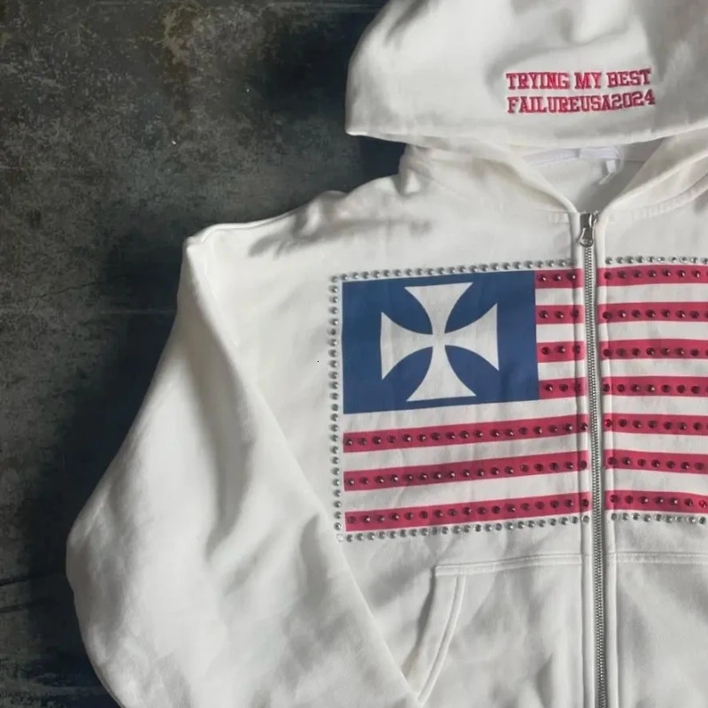 Autumn and winter minimalist n color collision pattern women hooded sweatshirt Harajuku Y2k loose zipper sweatshirt 250717