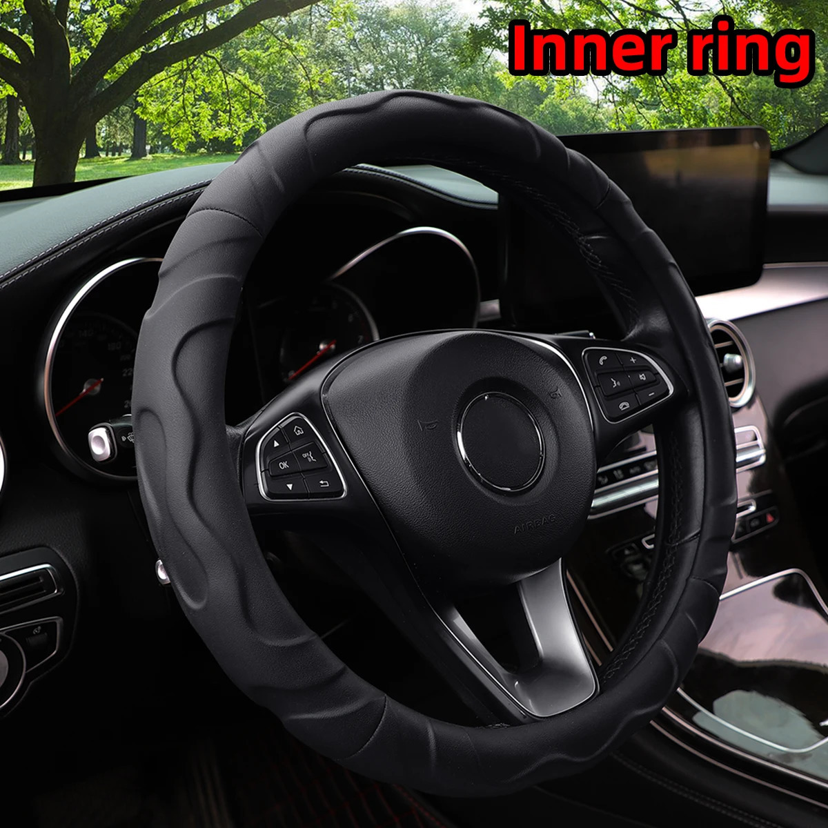 1 Artificial Lamb Skin Sense Three-dimensional Styling Sports Car Steering Wheel Cover Fits 14.5-15 Inches 37-38CM 250715