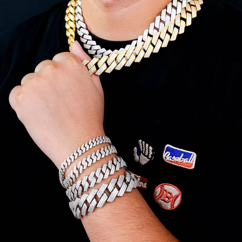 Hot Selling 8mm 10mm 14mm Sterling Silver 925 Iced Cuban Link Bracelet D VVS Moissanite Popular Hip Hop Jewelry