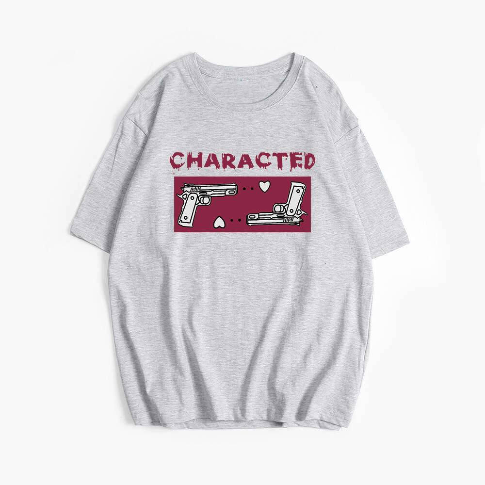 Ins Style Printed T-Shirt For Women, Summer New Versatile Loose Round Neck Pure Cotton Short Sleeve Top B5