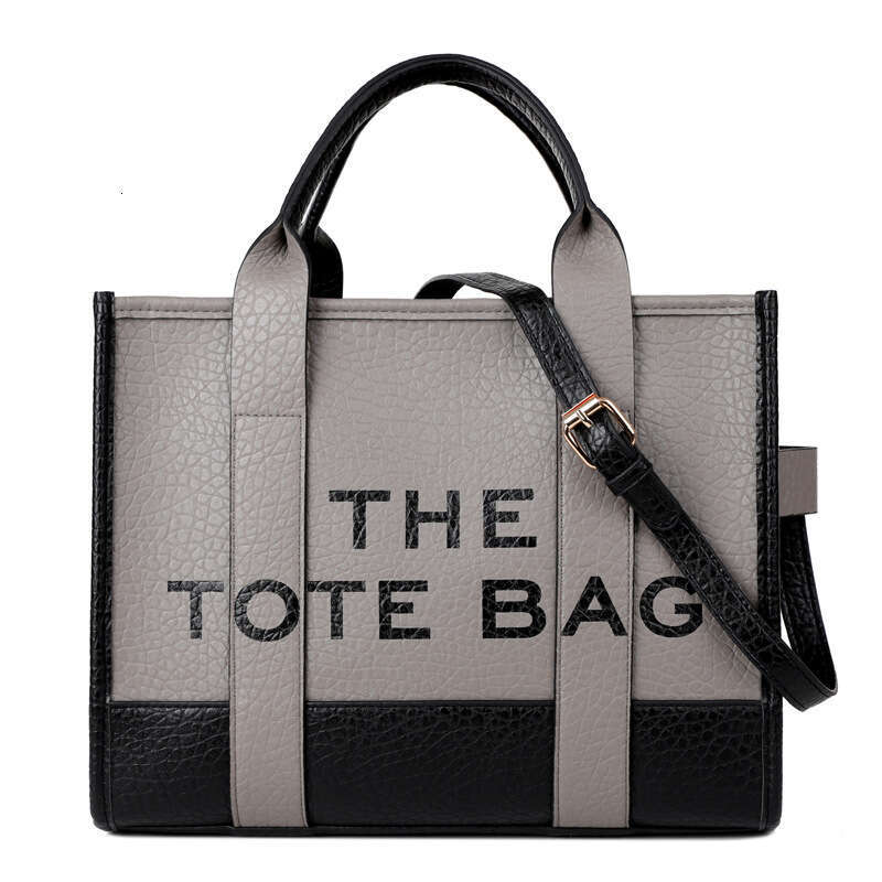 Women's New Double Color Block PU Letter Single Shoulder Crossbody Handbag Fashion Tote Bag