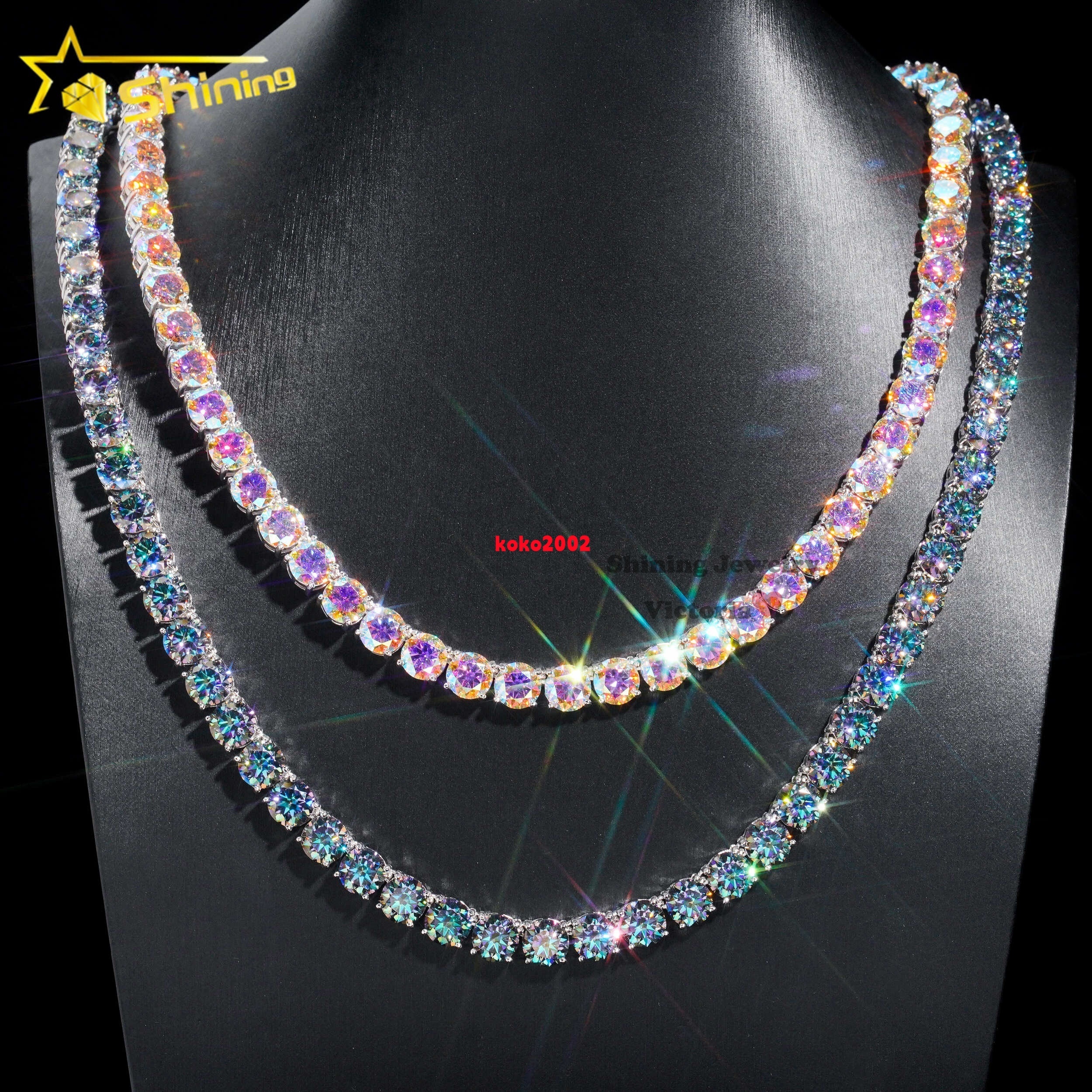 Shining Jewelry Hot Sale Hip Hop Iced Out Jewelry Fashion Diamond Tennis Necklace S925 Silver 8MM Vvs Moissanite Tennis Chain