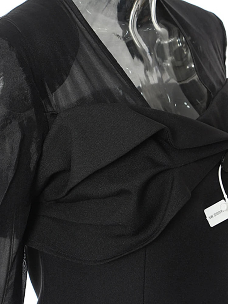 EAM Women Black Mesh Perspective Elegant Blazer Square Collar Long Sleeve Jacket Fashion Spring Autumn 1DH3990 250703