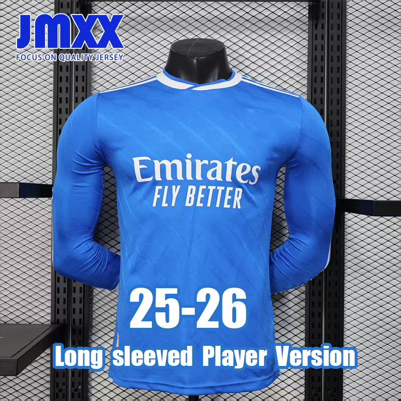JMXX 25-26 Long Sleeve Player Version Reales Madrides Soccer Jersey Home Away Pre Match Mens Uniforms Man Jersey Football Shirt 2025 2026