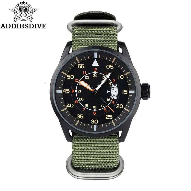 ADDIESDIVE New MY-JD1508 Quartz Watch For Men Sports Hardlex Dial Window 50M Waterproof Nylon Strap Relogio Masculino free shipping