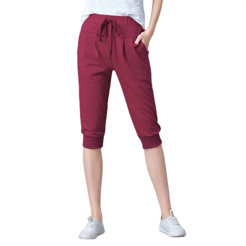 Pants for Women Summer Harem High Waisted Elastic Loose Joggers Sweatpants Calf Length Female s Trousers 250714