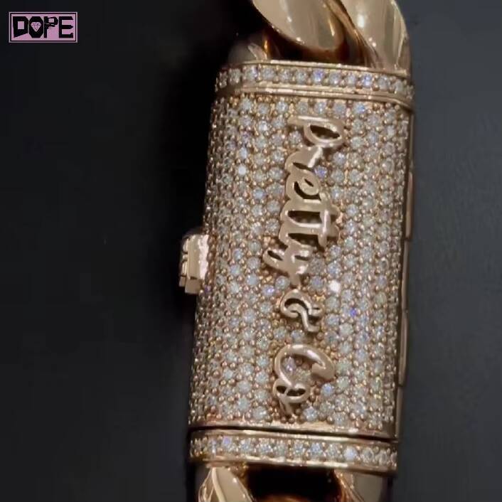 Hiphop 20mm Cuban Chain 925 Silver Gold Monaco Chain Custom VVS Moissanite Clasp Plain Cuban Link Chain