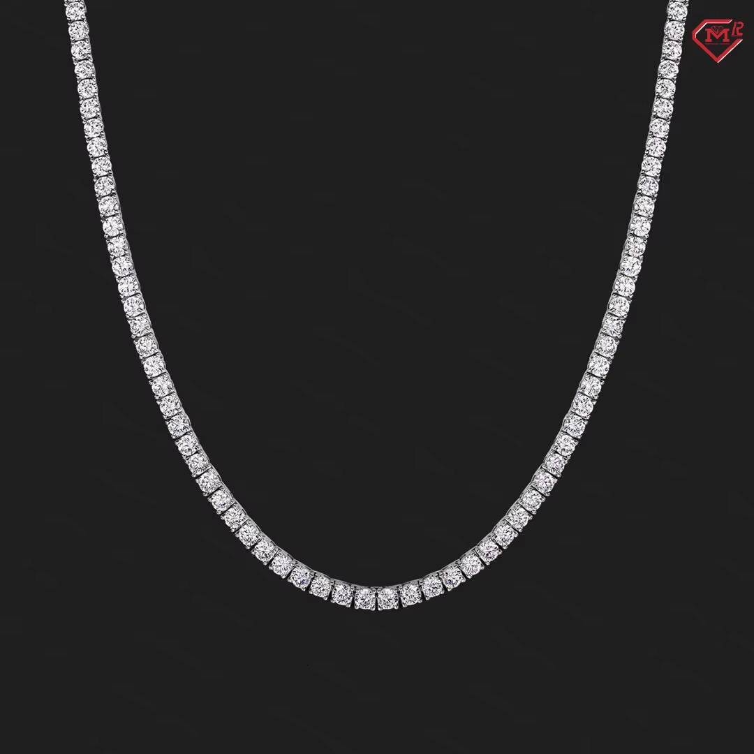 Factory Tennis Chain High Quality 4mm 925 Sterling Silver Iced Out Tennis Necklace VVS Moissanite Tennis Chain