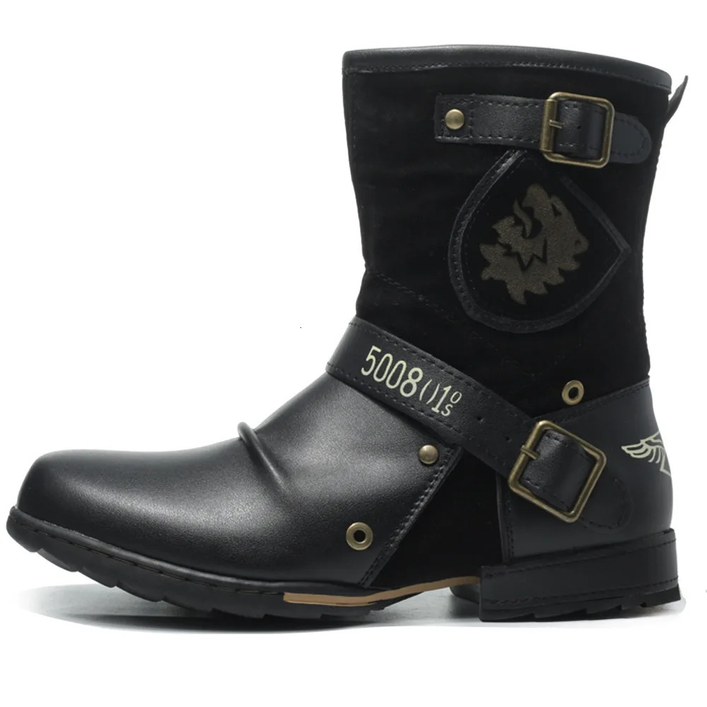 Mens Classic Vintage Handmade Custom Mid-Tall Cowboy Boots Comfortable Hard-wearing Western Boots Men Motorcycle Boots 250715