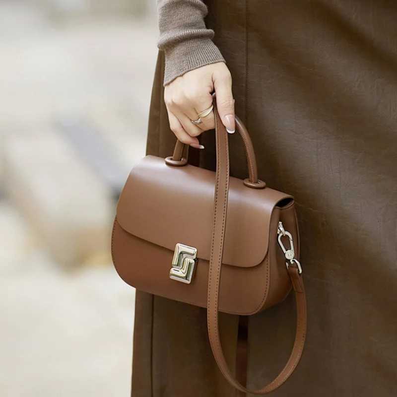 Advanced exquisite leather handbag womens shoulder bag crossbody bag saddle bag Y250717