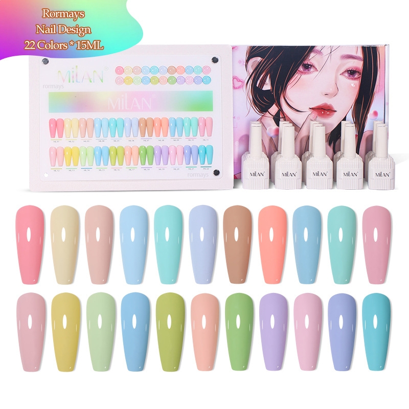 Rormays Macaron gel polishing 22 PCS mixed varnish semi permanent immersion color candy gel UV LED whitening summer salon primer Topcoat Nail Wholesal