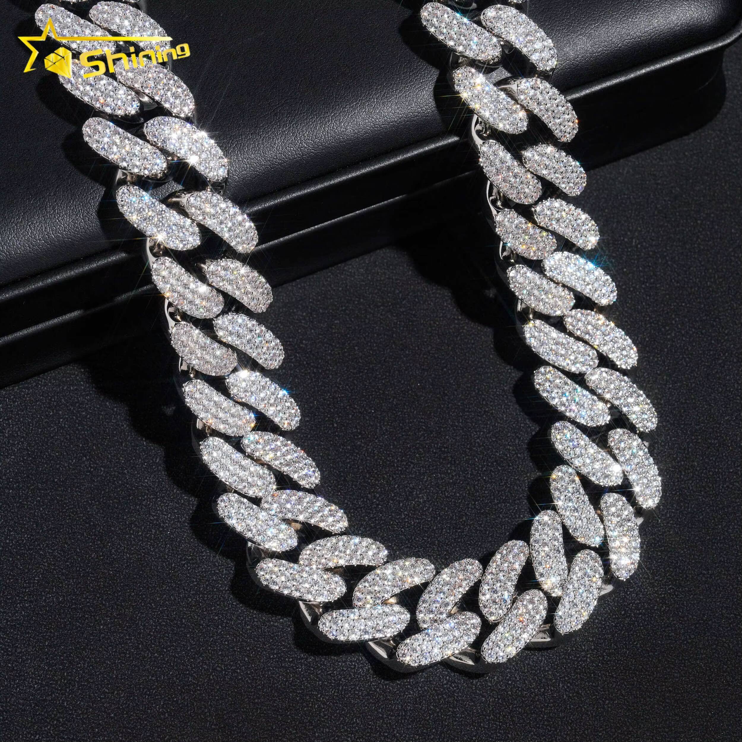 High Quality Rapper Big Heavy Solid 925 Silver 22MM Moissanite Diamond Hip Hop Iced Out Cuban Link Chain