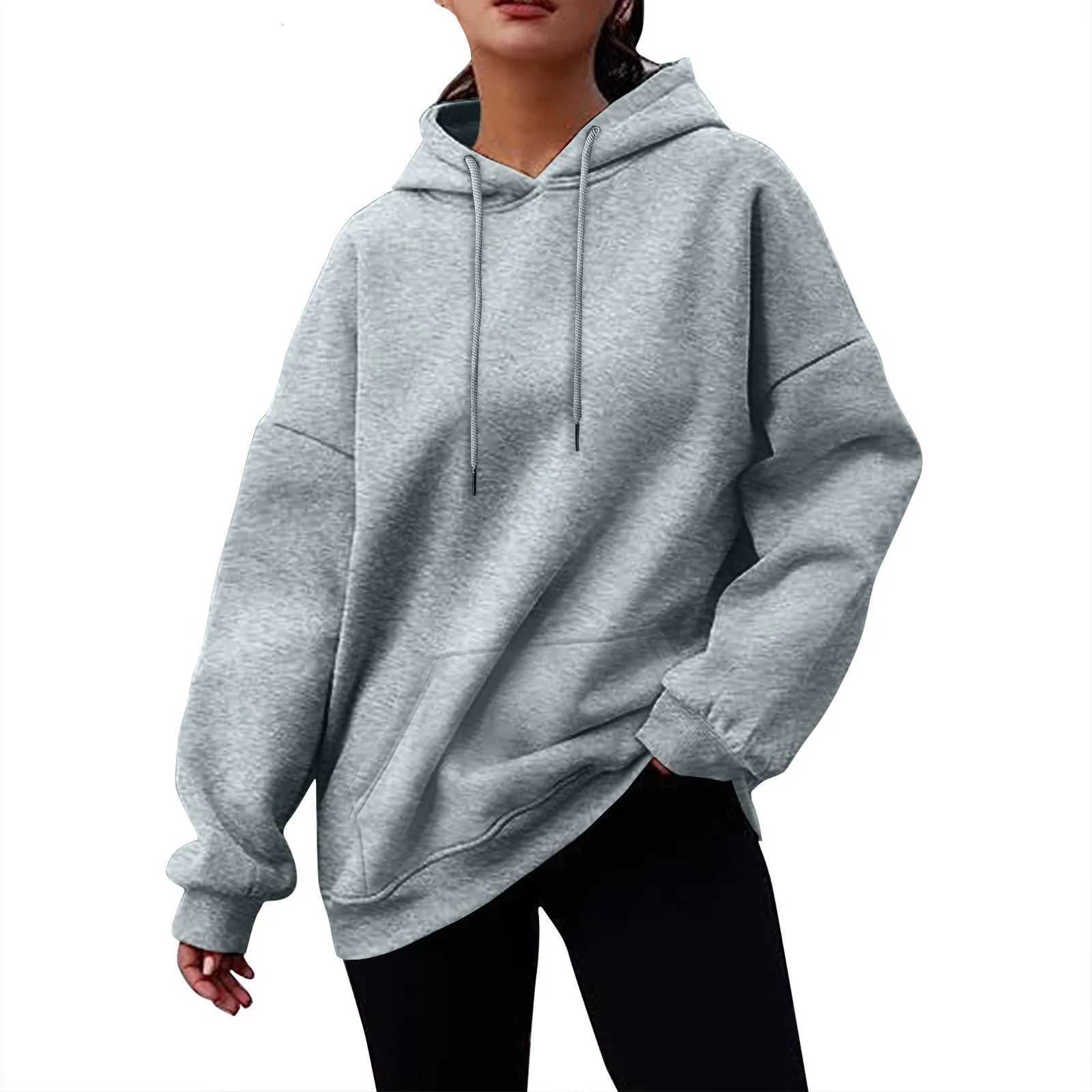2024 Womens Autumn and Winter Hoodies Solid Color Daily Pullover Hooded Sweatshirt Fce Long Sleeve Fashion Women Clothing XJ250717