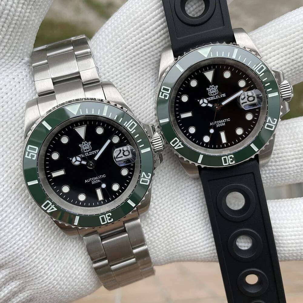 STEELDIVE SD1953 Black Dial Green Ceramic Bezel NH35 Automatic Watch 300M Waterproof Sapphire Glass Men Dive Watches free shipping