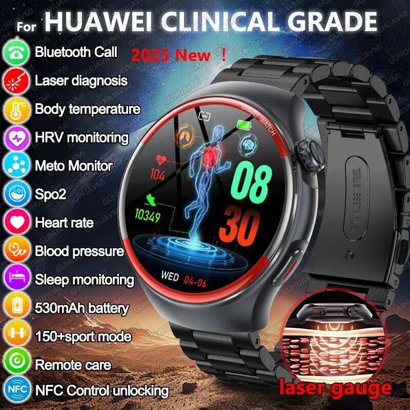 2025 New Nursing Health laser Cure Blood pressure Smart Watch Men Heart rate Pulse Sleep Bluetooth call Body Monitor Smartwatch free shipping