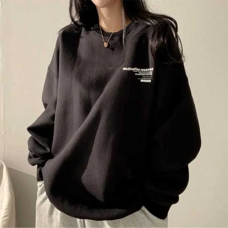Women Long Sleeve Sweatshirts 2025 Spring Autumn Harajuku Streetwear Oversized Hoodies Casual Letter Print Loose Pullovers Tops XJ250717