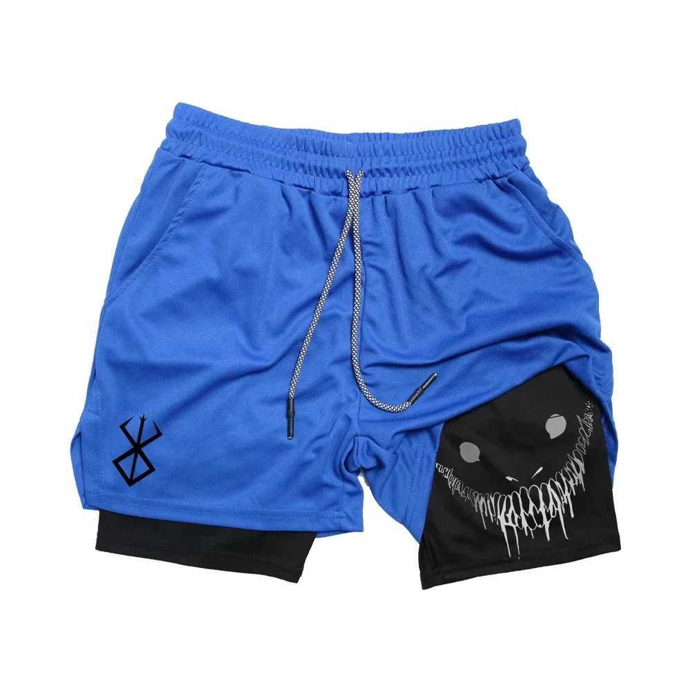 Summer Men Running Shorts Fitness Gym Training 2 in Sports Shorts Quick Dry Workout Jogging Double Deck Shorts W250718