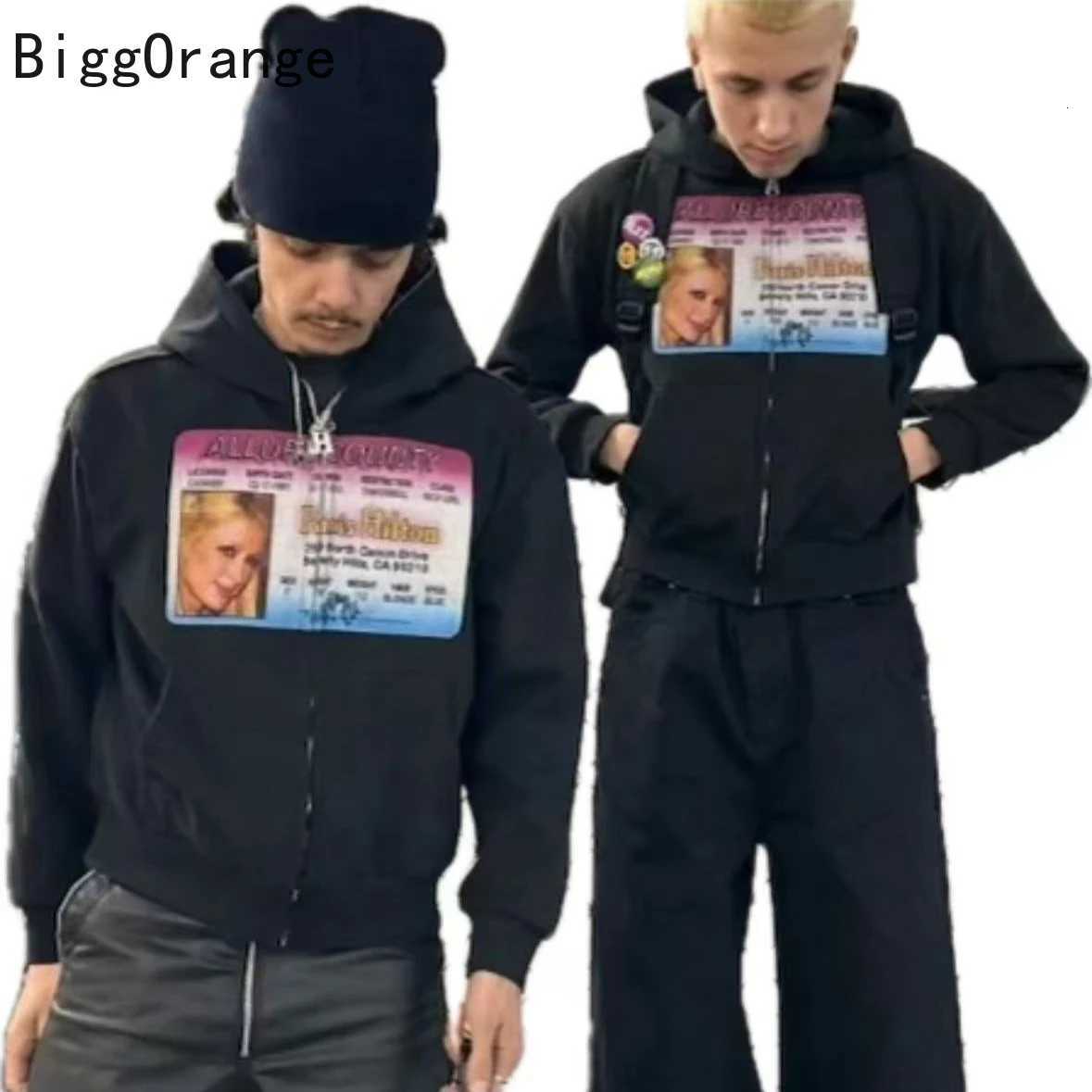 Sweatshirt zipper hoodie Y2K print fashion couple clothing European and American sports casual shirt Gothic for men and women X2507181