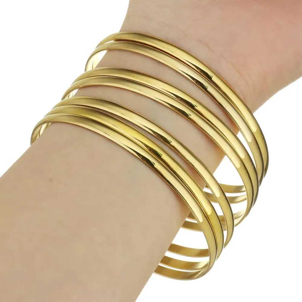 7/9/12Pcs/Set 55mm 68mm Ran style Stainless Steel Bangle in Gold Color Lover Charm Bracelet for Wen Brand Gold Wide Cuff Bangle X250718