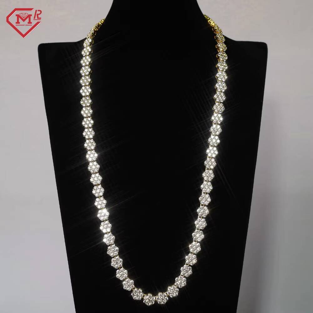 7MM Tennis Chain Necklace Customized Flower Shape S925 Hip Hop Jewelry Moissanite Tennis Chain