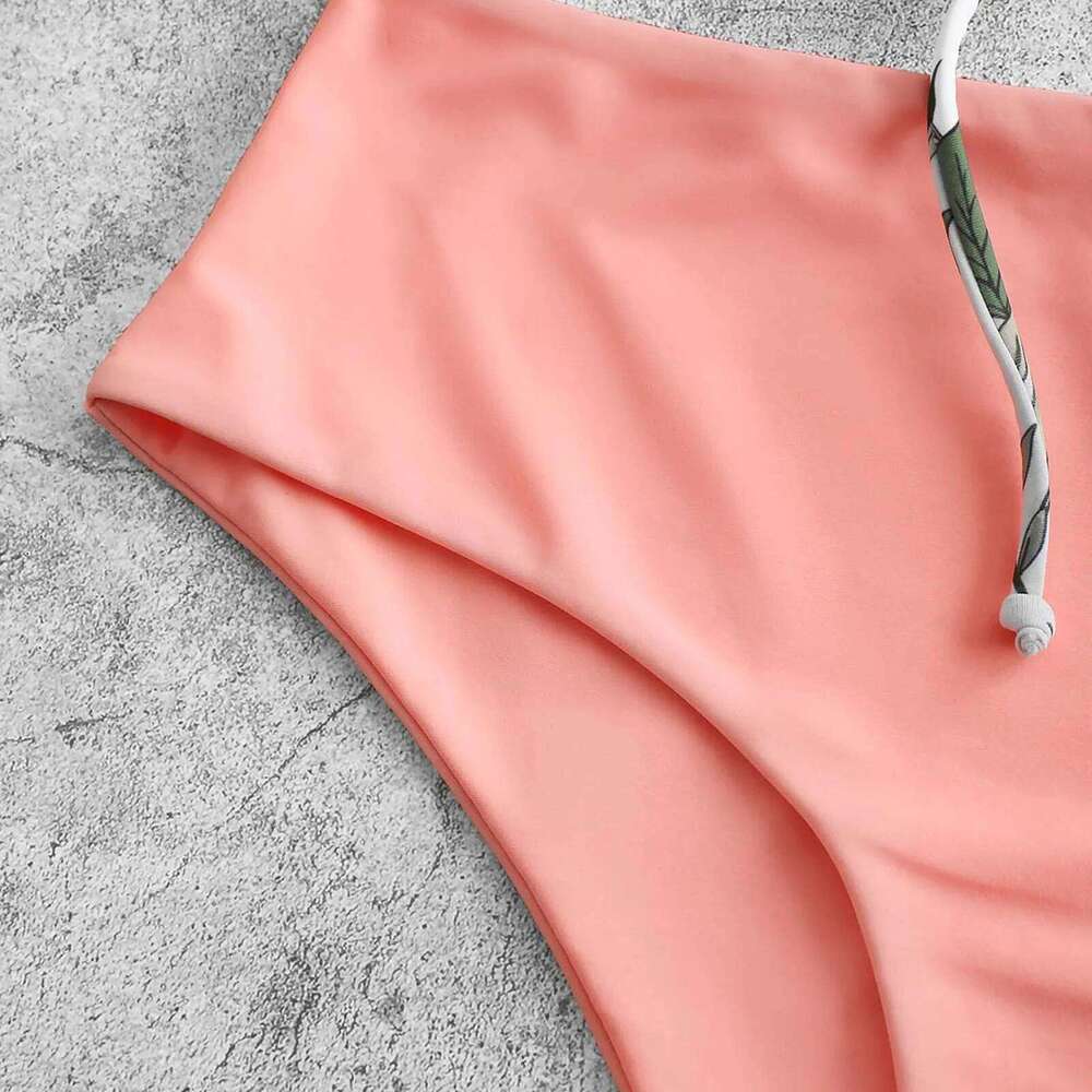 Women Split Swimsuit Flower Print Beachwear Sexy Halter Two Piece Tankini Set Plus Size Swimwear Beach Swimming Suit Biquini