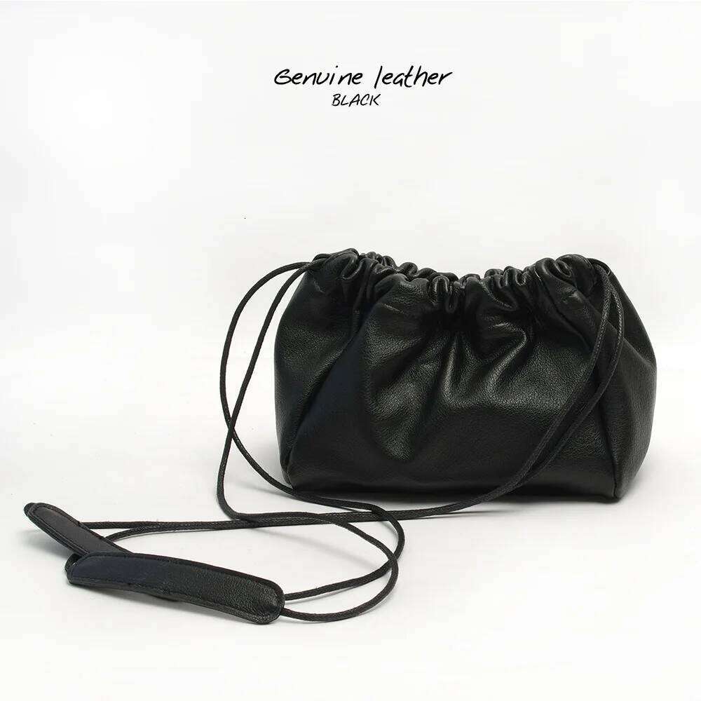 Women's Messenger New Style Simple Fashion Small Black Soft Leather Bag