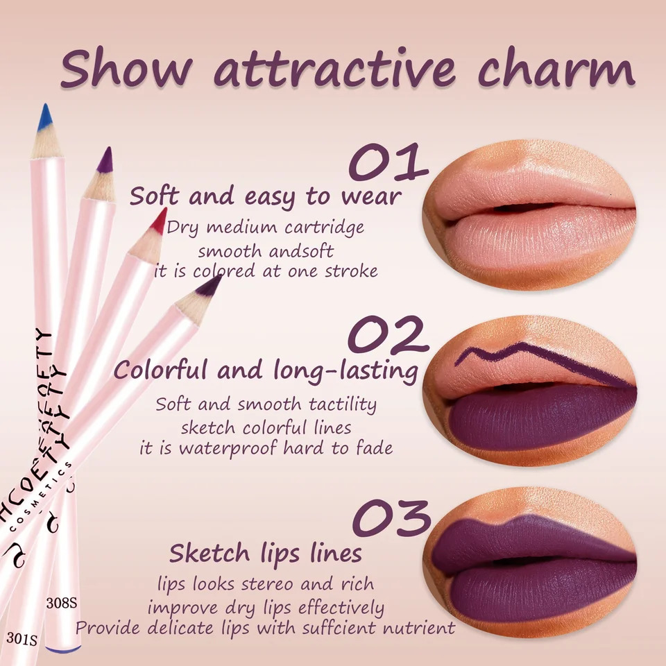 Matte Lip Liner Pencil Set of 12 Nude Brown Shades Highly Pigmented Smooth Velvet Finish Long-Lasting Waterproof Smudge-Proof 250716