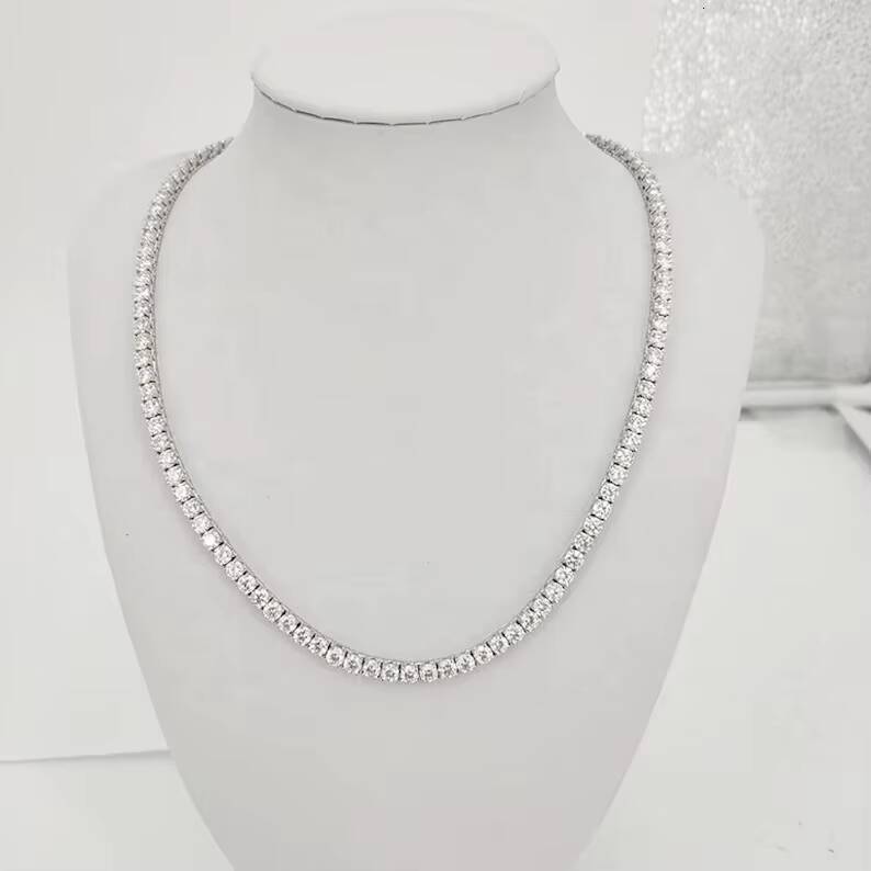 5mm Tennis Chain 925 Sterling Silver Necklace 10K Gold Plated Iced Out VVS Moissanite Tennis Chain