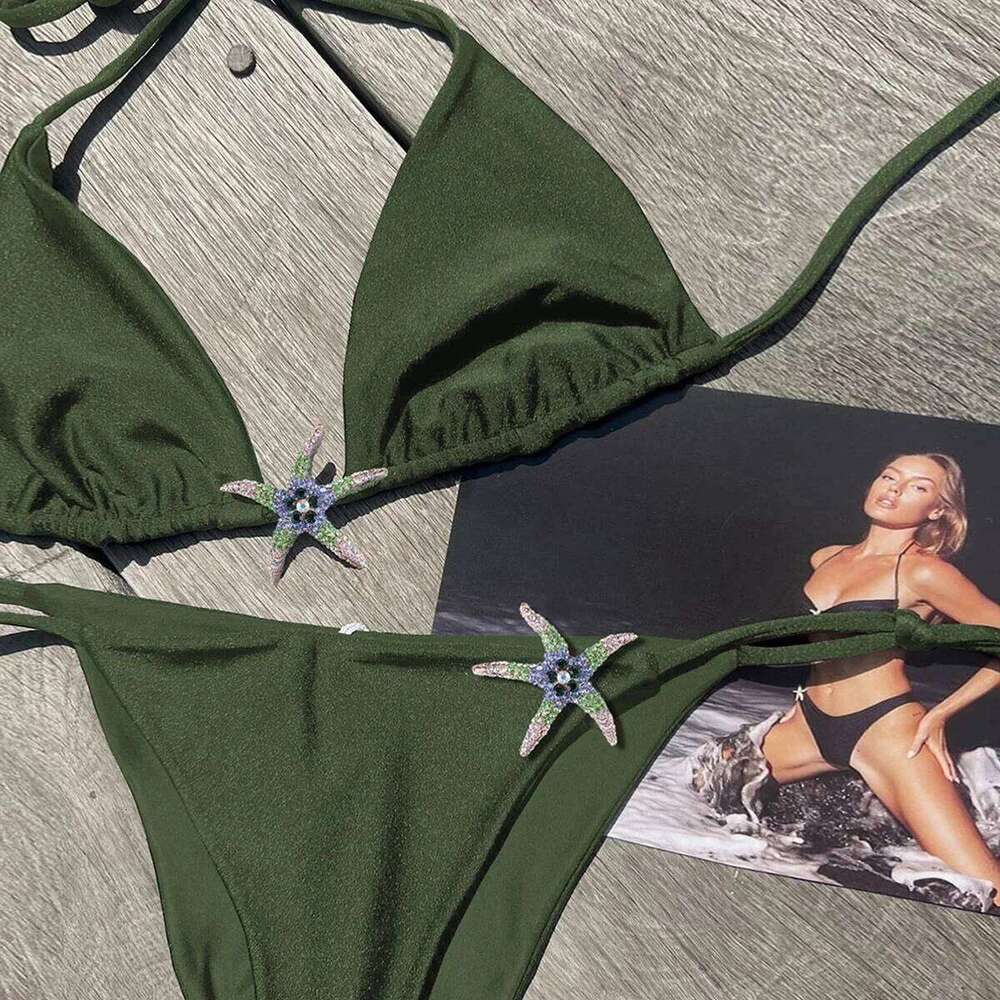 Sexy Bikini 2025 Swimsuit Women Swimwear Halter Bikinis Set Push Up Bathing Solid Swimming Suit Biquini Female