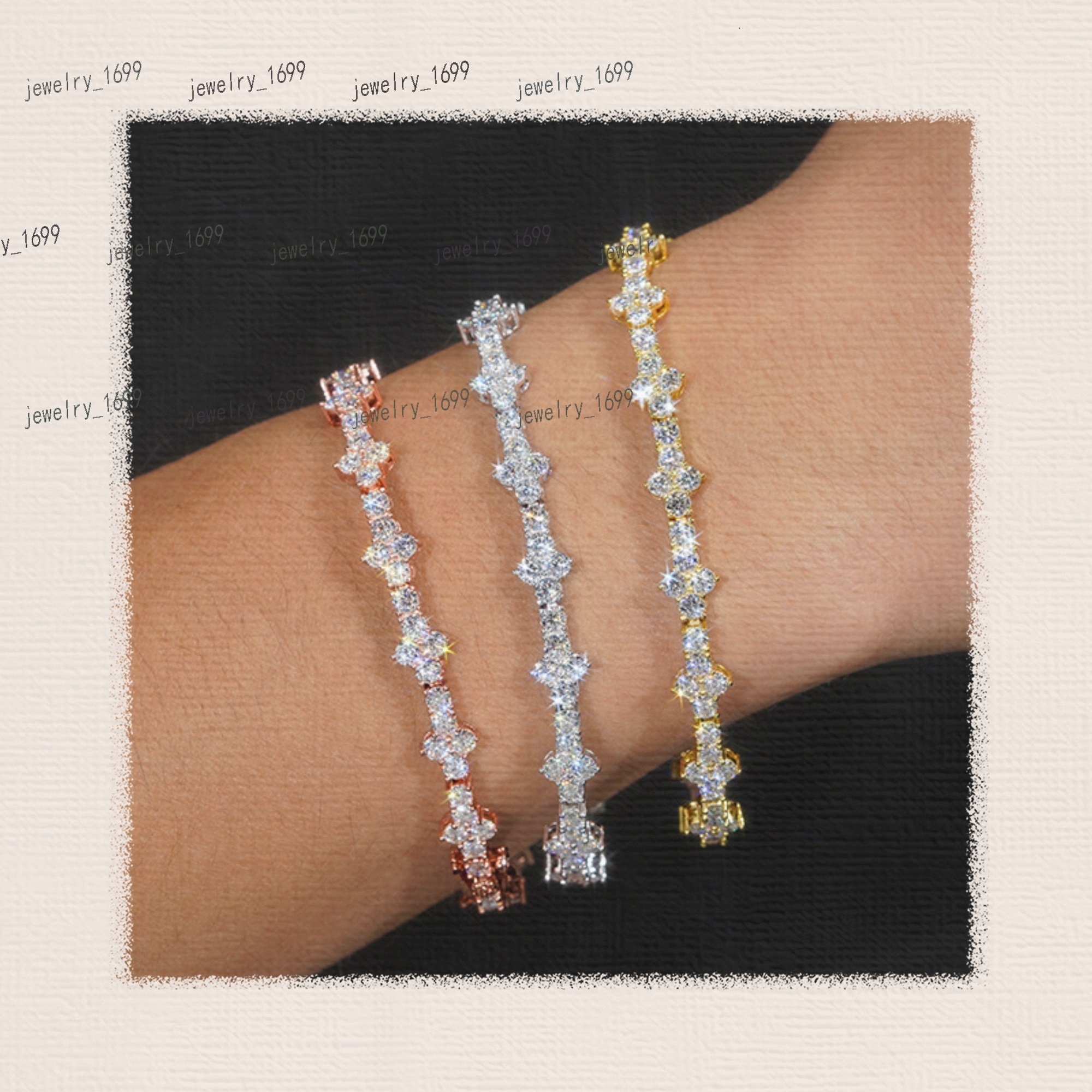 New Arrival 925 Sterling Silver Iced Hip Hop Jewelry VVS Moissanite Diamond Cross Tennis Chain Bracelet for Men and Women