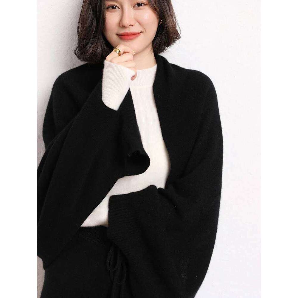 New Arrival Autumn Winter Knit Women Shawl Solid Color 100% Goat Cashmere Scarf Warm Fashion Capes Lady High Quality Scarves MDNG