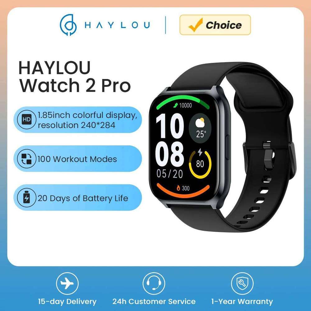 HAYLOU 2 Pro (LS02 Pro) Smart Watch 1.85'' HD Display SpO2 Heart Rate Monitor 100 Workout Modes Smartwatch for Men Women free shipping