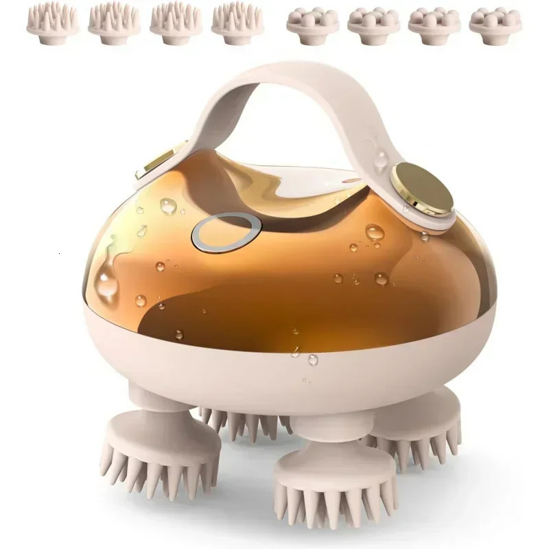 Scalp Massager Head Massager Scalp Stress Relax 5 in 1 Waterproof Handheld Kneading Hair Massage with 8 250716