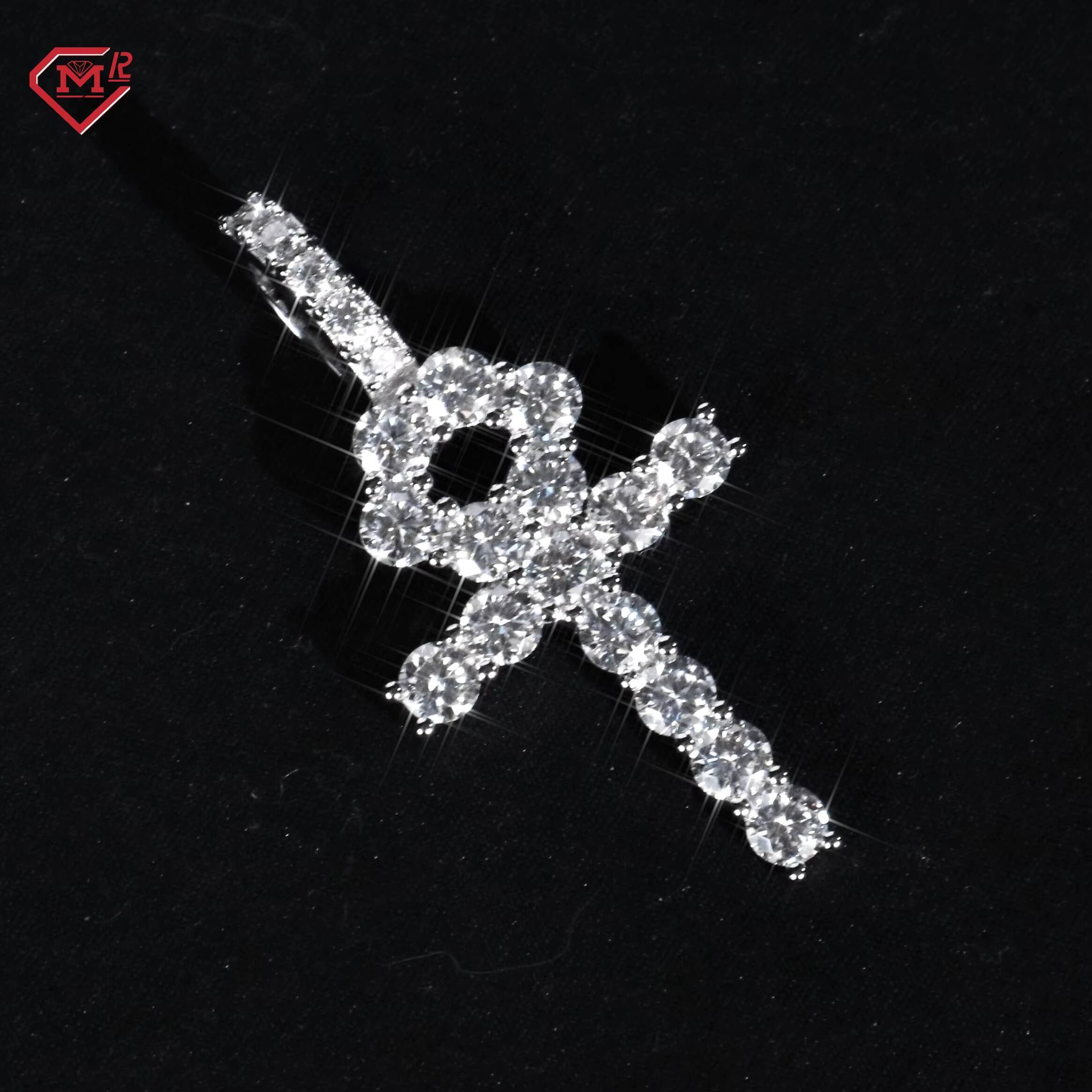 Super Sparkling Ankh Cross Pendant Moissanite 925 Silver Customized Moissanite Pendant With Chain